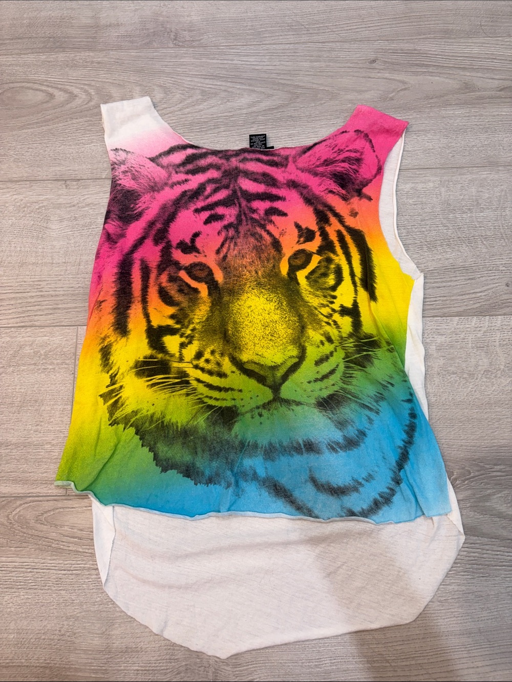 Rue21 Pink Yellow Blue Gradient Tiger Graphic Tank Top